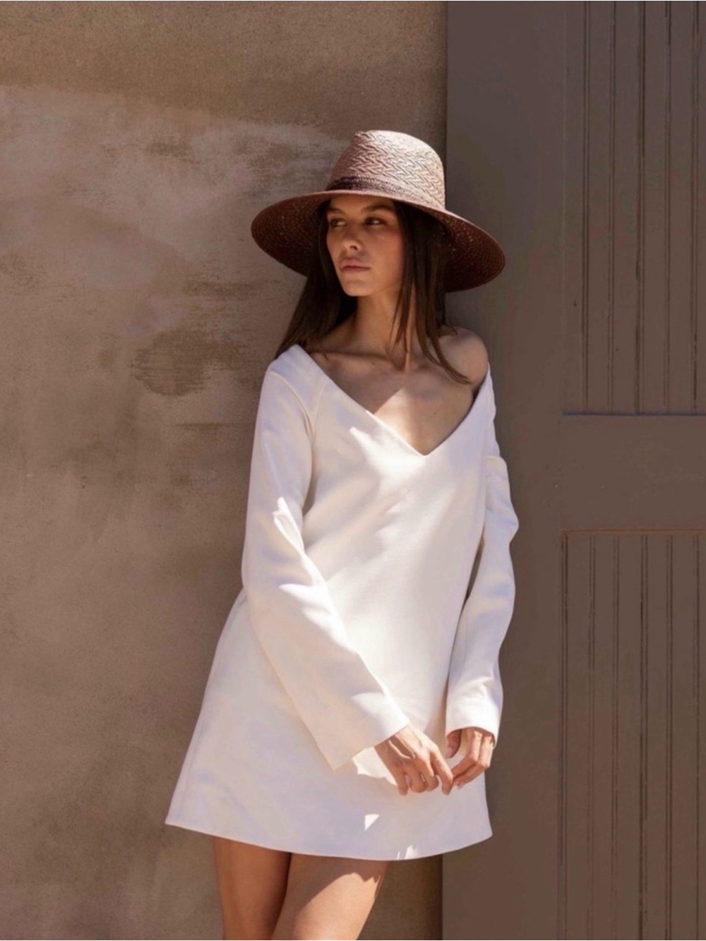 Freya Two-Tone Straw Sun Hat in Brown and Tan